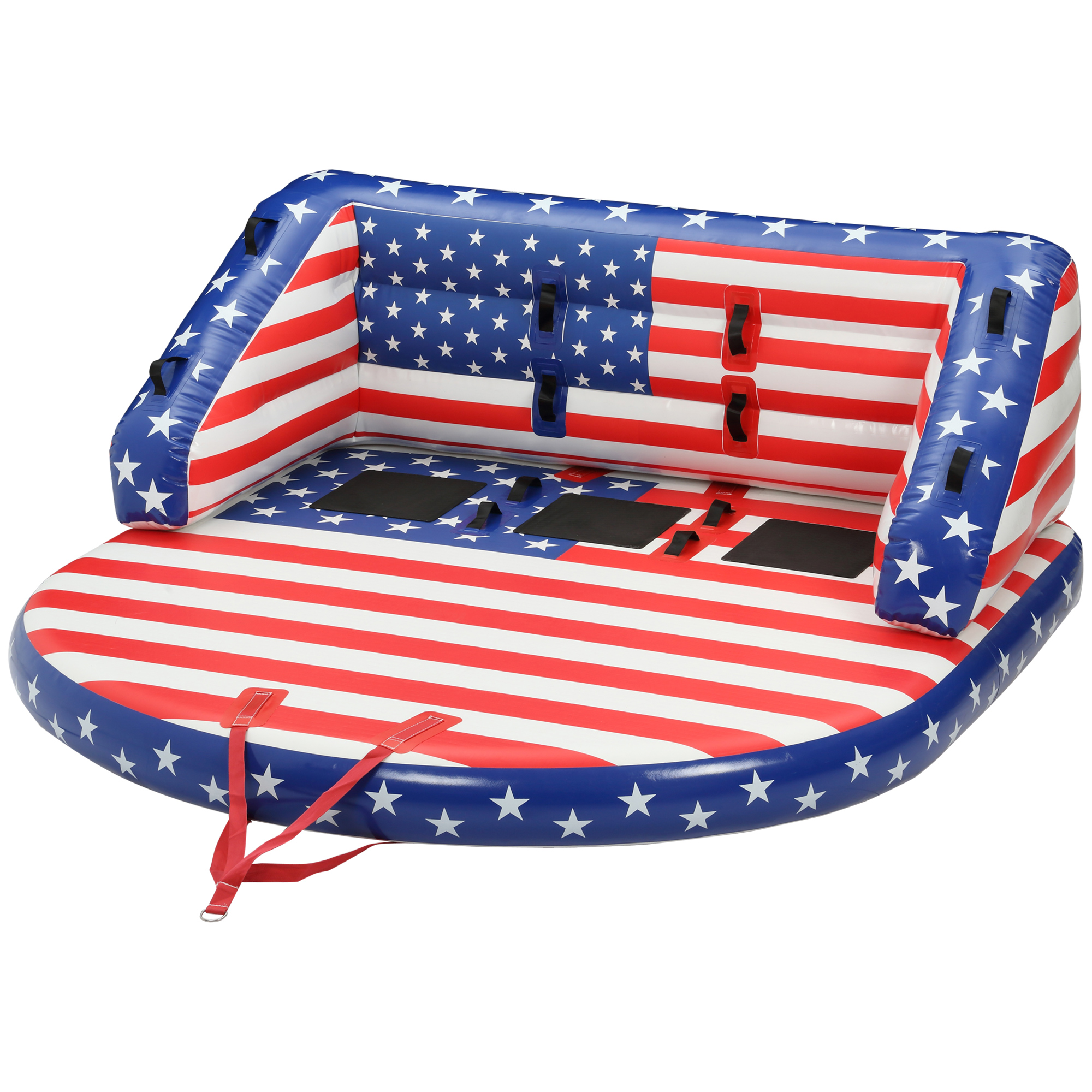 Outsunny 3 Rider Towable Tube Boating Accessories. Spacious Family Size Inflatable Deck Seat w/ Front and Back Tow Points for Multiple Riding Positions Water Sports