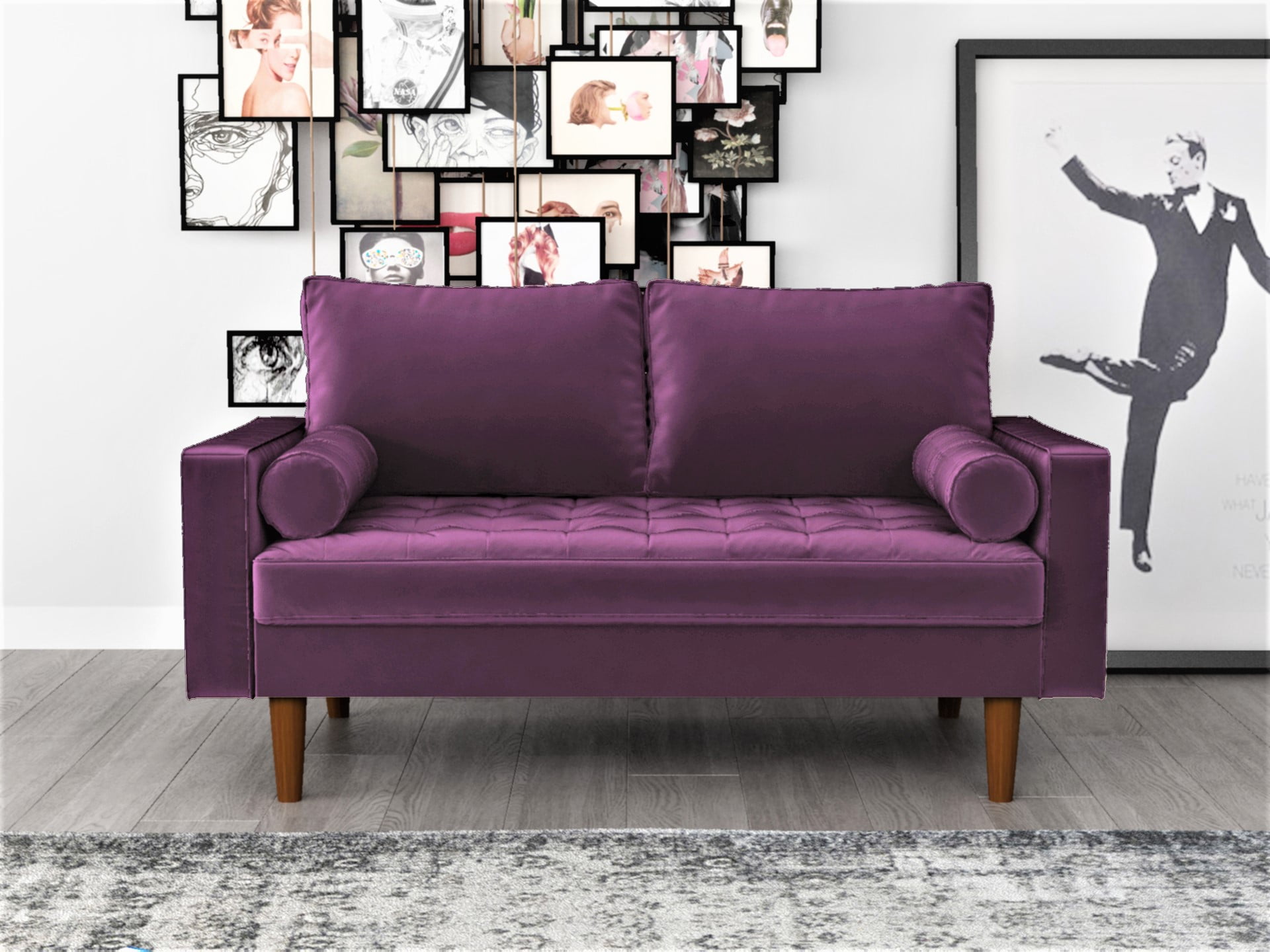 US Pride Furniture Mac Velvet Loveseat. Eggplant