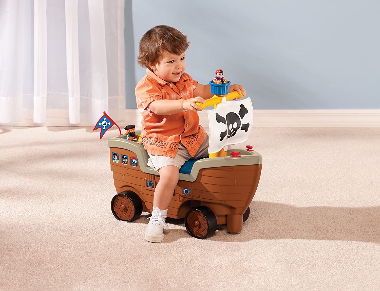 Little Tikes 2-in-1 Pirate Ship Ride-On Toy and Playset - Kids Ride-On Boat with Wheels