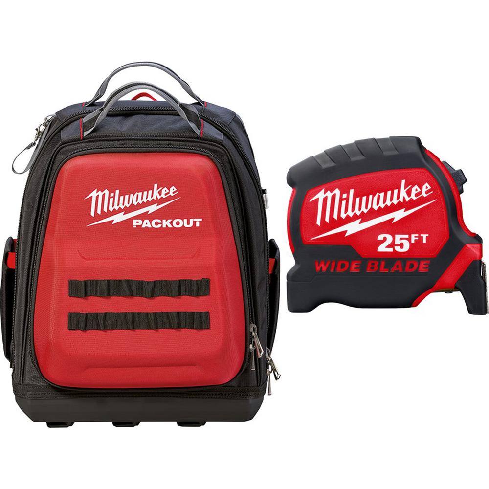 Milwaukee 48-22-8301-48-22-0225 15 in. PACKOUT Backpack with 25 ft. W Blade Tape Measure