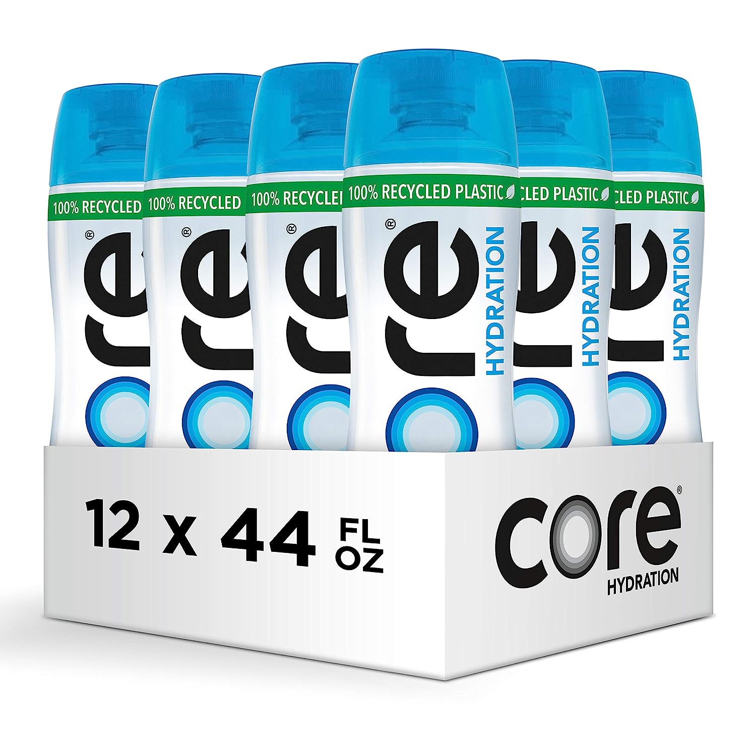 CORE Hydration. Nutrient Enhanced Water. Perfect 7.4 Natural pH. Ultra-Purified With Electrolytes and Minerals. Cup Cap For Sharing. 44 Fl Oz. Pack of 12