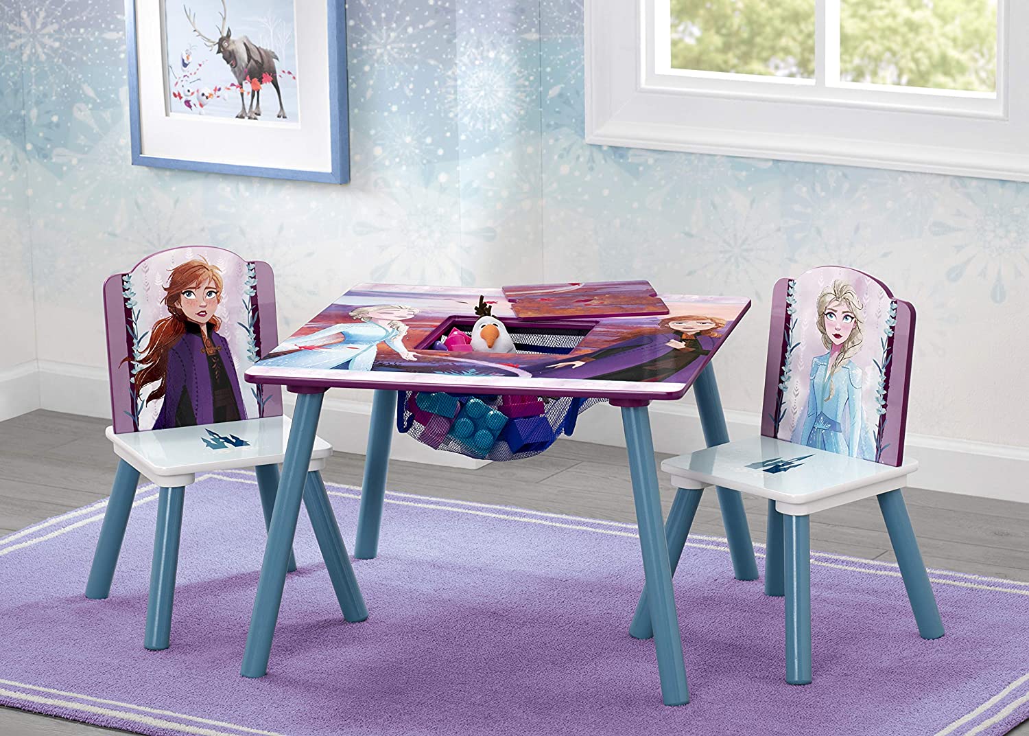 Delta Children Kids Table and Chair Set With Storage (2 Chairs Included) - Ideal for Arts & Crafts. Snack Time. Homeschooling. Homework & More. Disney Frozen II