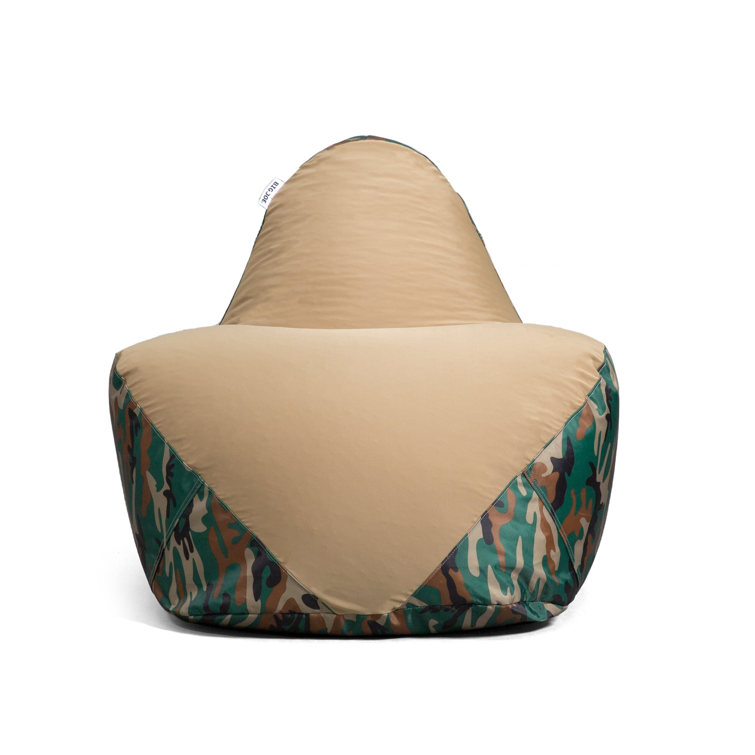 Big Joe Warp Bean Bag Chair. Kids/Teens. Spandex/Smartmax 2.5ft. Green Camo/Tan