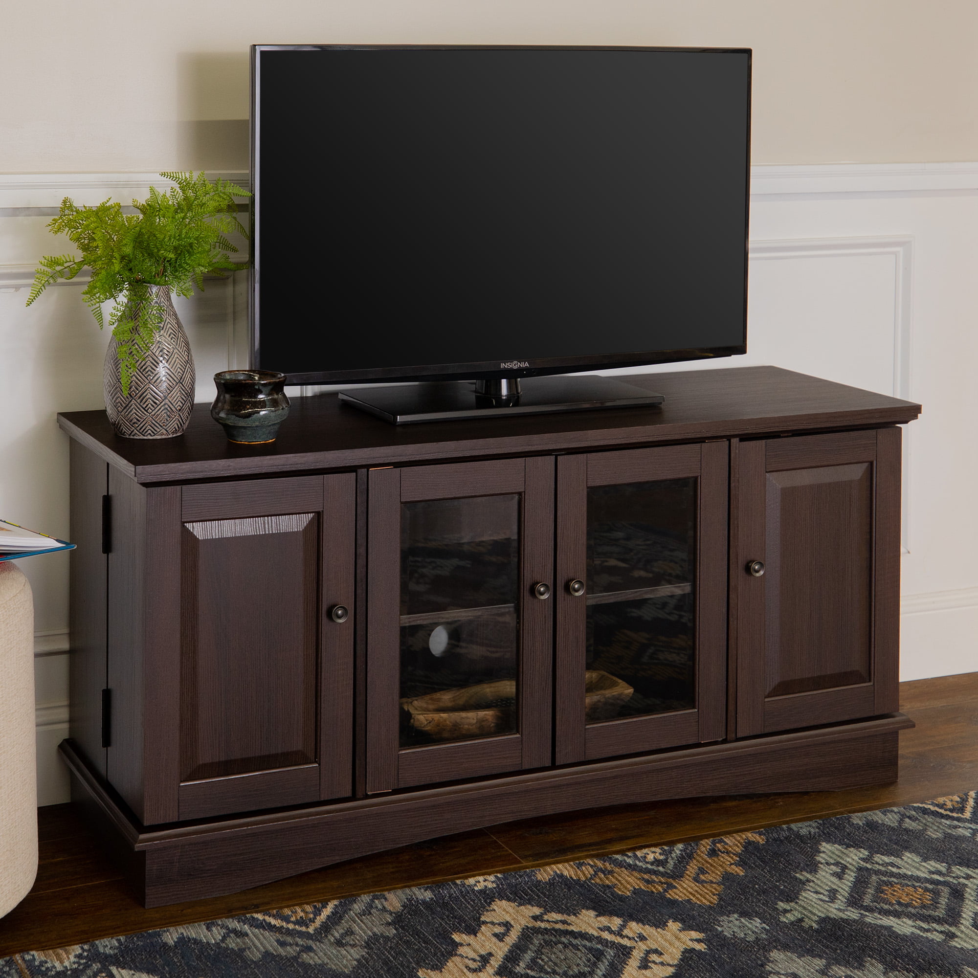 Walker Edison Wood TV Stand for TVs up to 55″. Espresso