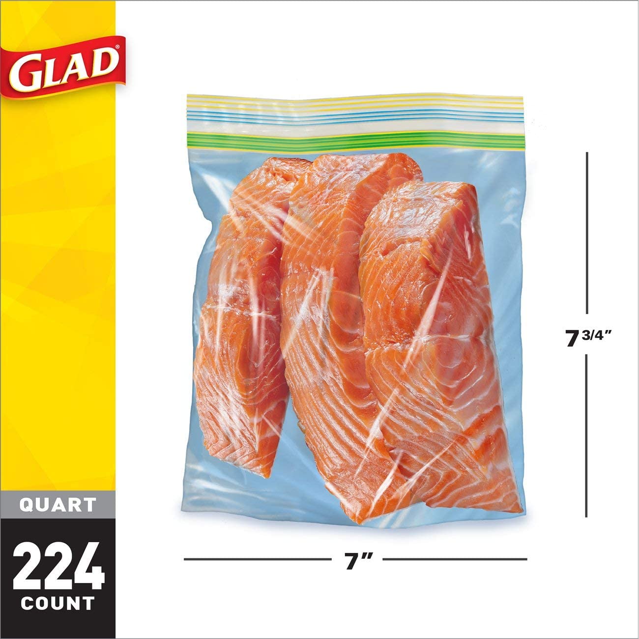 Glad Zipper Food Storage Freezer Bags - Quart Size - 56 Count Each 4 Pack
