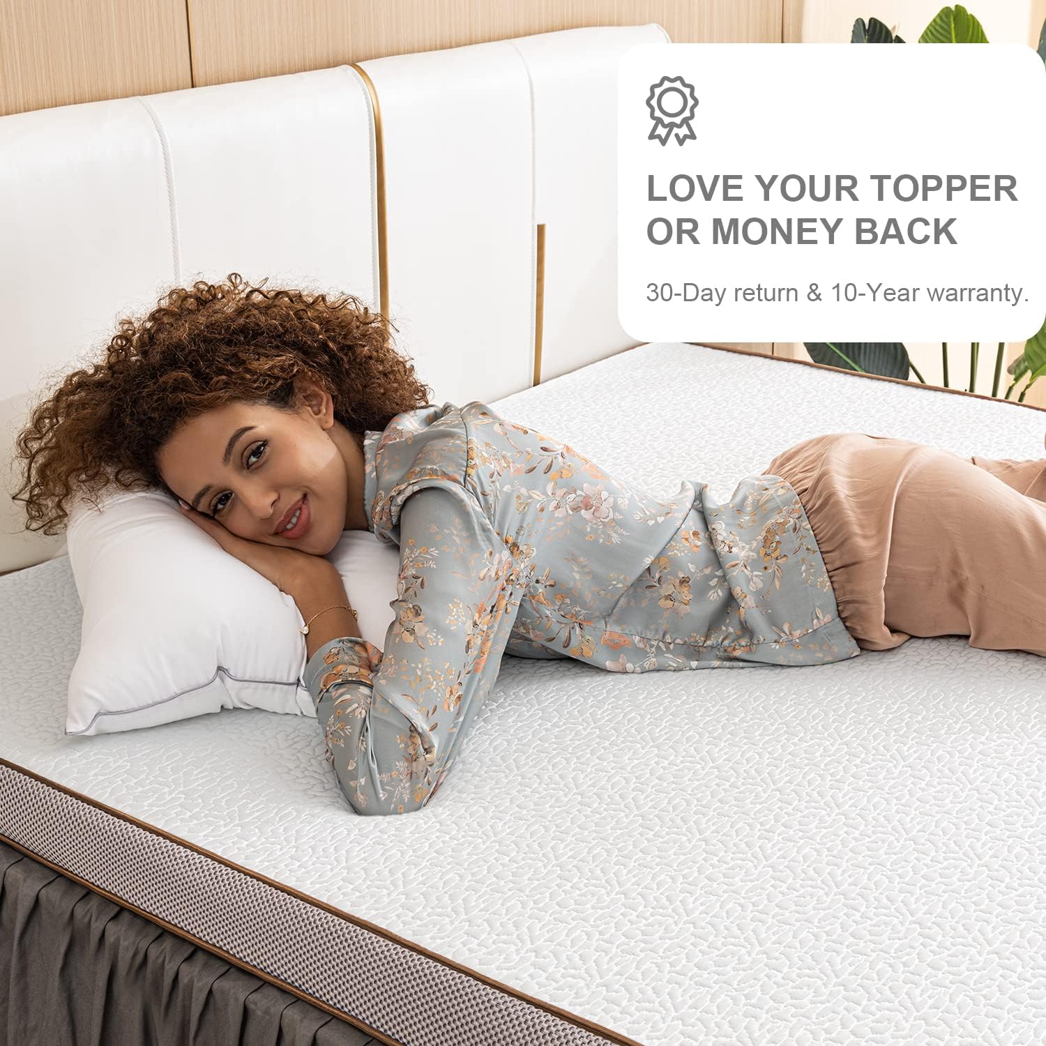 BedStory 3 Inch Gel Infused Toppers for Queen Size Bed. Premium Mattress Pad with Removable Soft Cover. 2-Layer Ventilated Design & High-Density Memory Foam