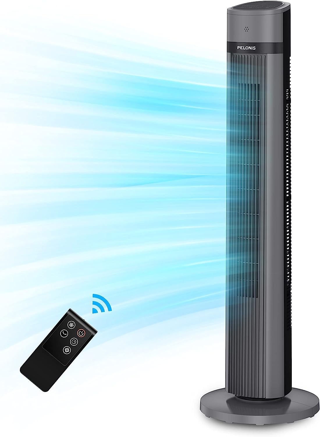 PELONIS 40”Oscillating Tower Fan | Remote Control | Quiet Stand Up | 3 Speed Settings | 3 Modes |15-Hour Timer | LED Display | for Bedroom Home Office Use| Black