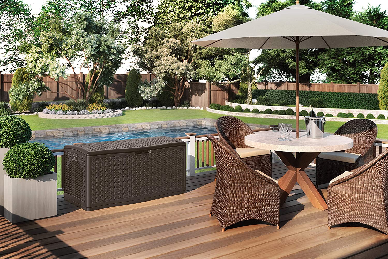 Suncast  52.75-in L x 29-in 124-Gallon Java Plastic Deck Box