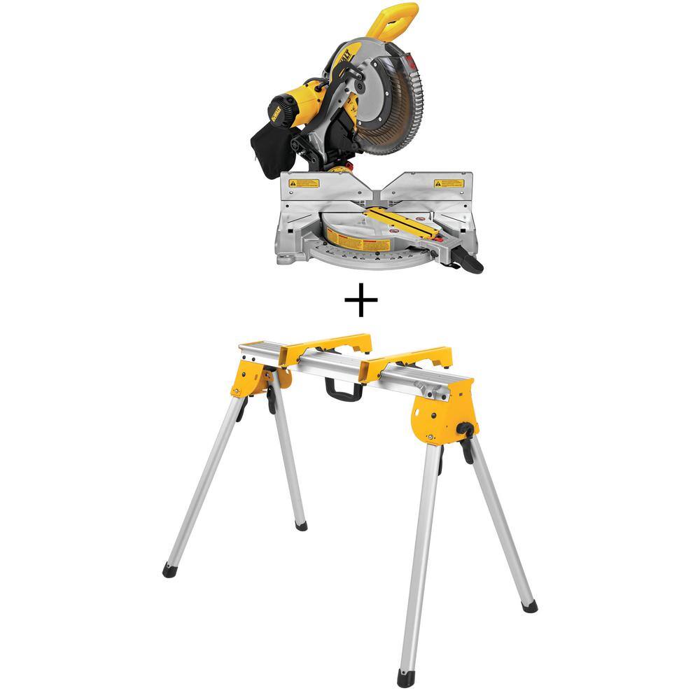 DEWALT DWS716W725B 15 Amp Corded 12 in. Double Bevel Compound Miter Saw and Heavy-Duty Work Stand