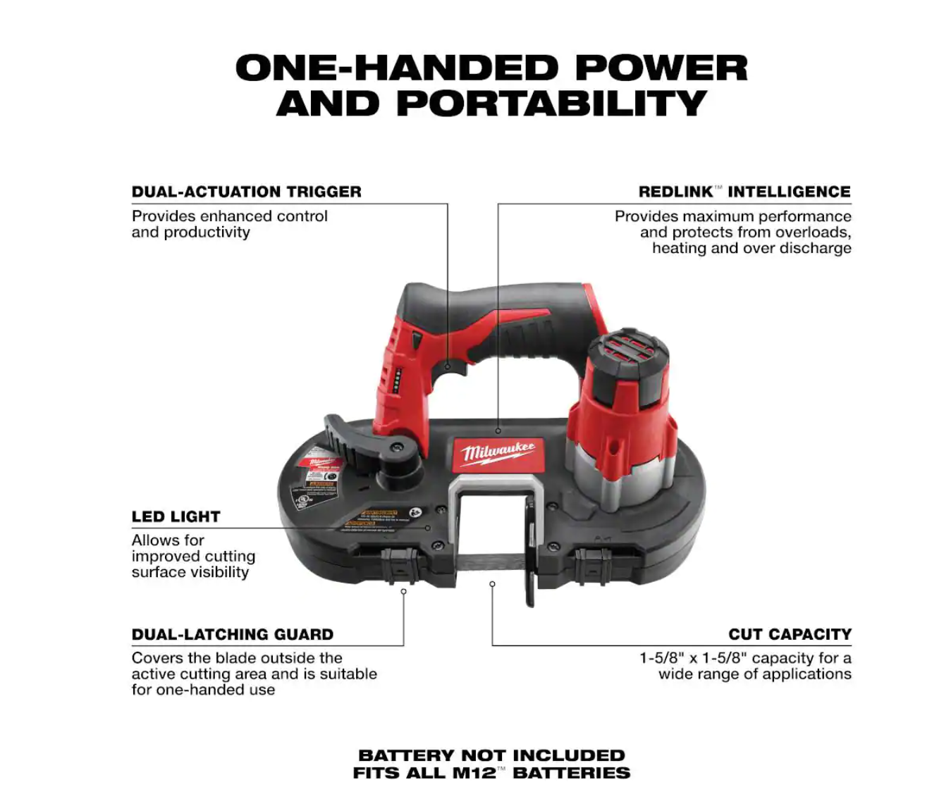 Milwaukee 2429-20 M12 12-Volt Lithium-Ion Cordless Sub-Compact Band Saw (Tool-Only)