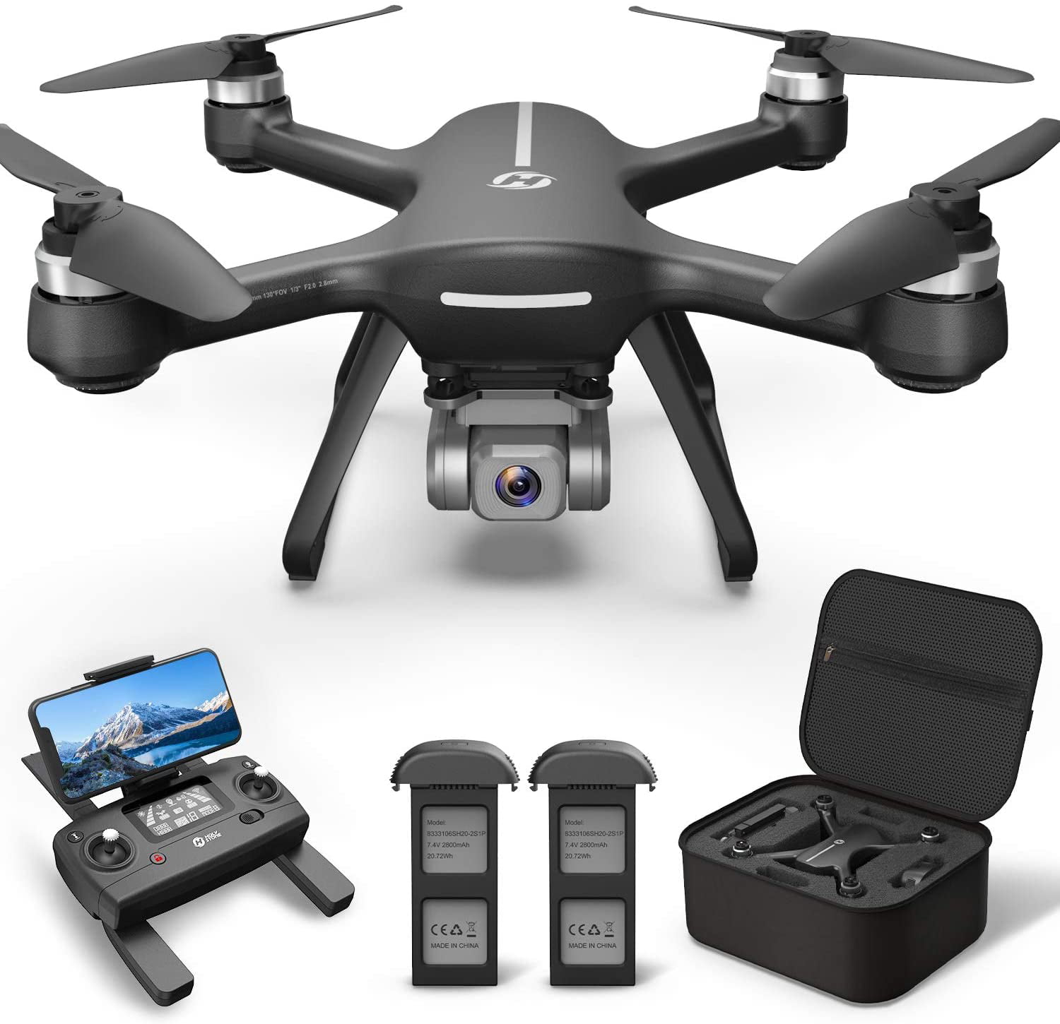 Holy Stone HS700E 4K EIS Drone with UHD Camera GPS Drone for Beginners 2 Batteries double the Flight Time up to 46 Mins