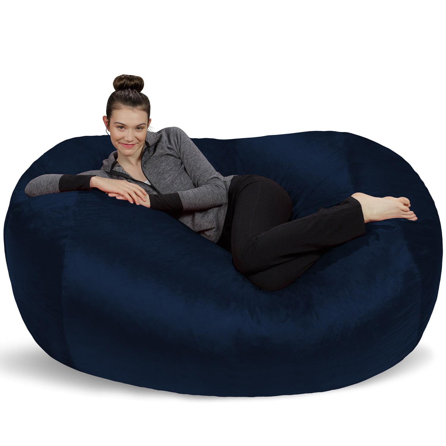 Sofa Sack Bean Bag Chair. Memory Foam Lounger with Microsuede Cover. Kids. Adults. 6 ft. Blue