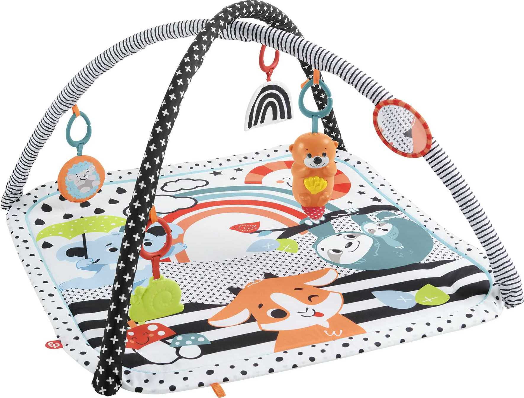 Fisher-Price 3-in-1 Baby Gym Playmat with Sensory Toys Lights and Sounds. Music Glow and Grow Gym