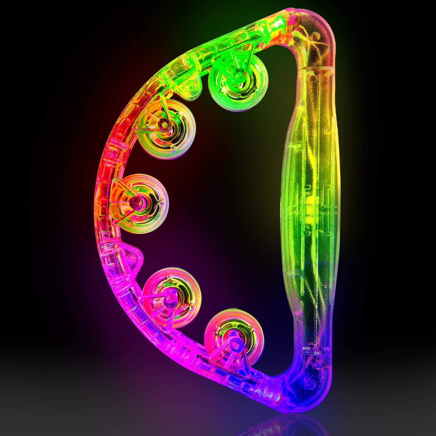 LED Tambourine Musical Flashing. Handheld Percussion Instrument