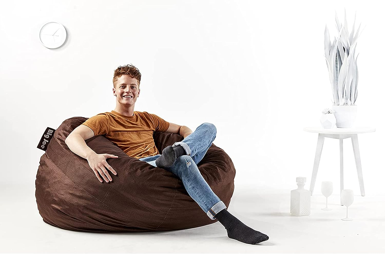 Big Joe Fuf Large Foam Filled Bean Bag Chair with Removable Cover. Cocoa Lenox. Durable Woven Polyester. 4 feet Big