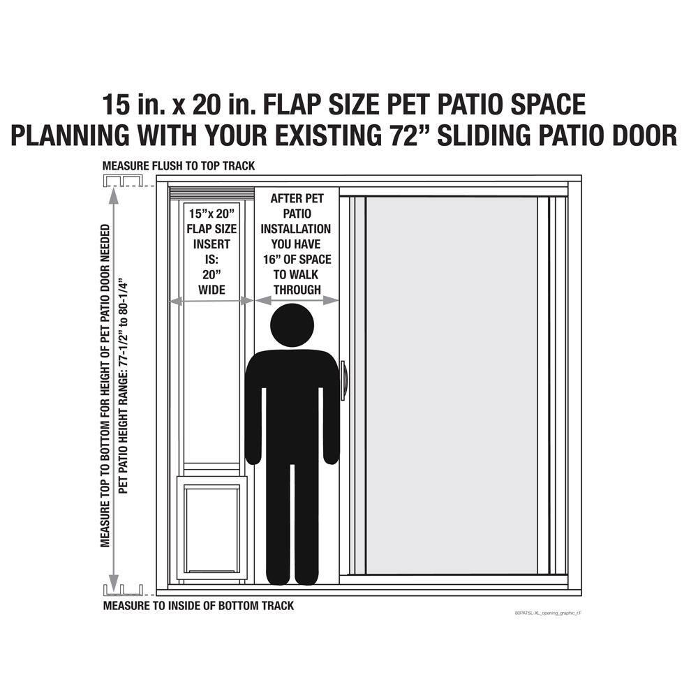 Ideal Pet Products 80PATSLW 15 in. x 20 in. Extra Large White Pet and Dog Patio Door Insert for 77.6 in. to 80.4 in. Tall Aluminum Sliding Door