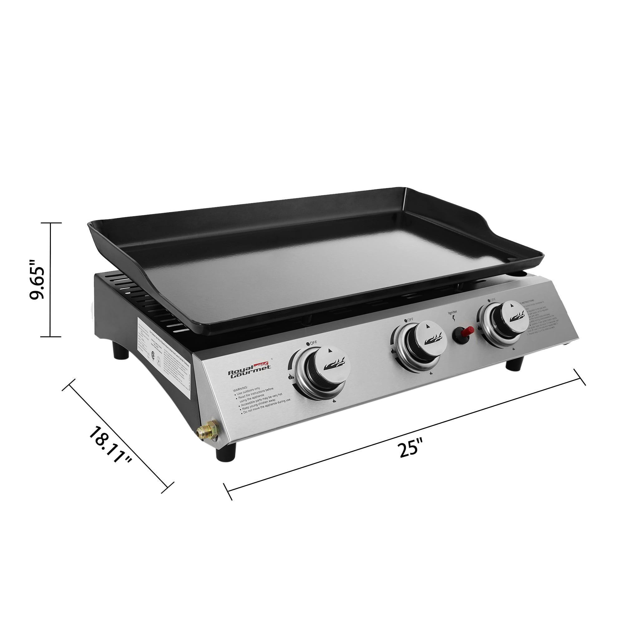 Royal Gourmet PD1300 3-Burner 26.400-BTU Portable Gas Grill Griddle. Outdoor Camping. Tailgating