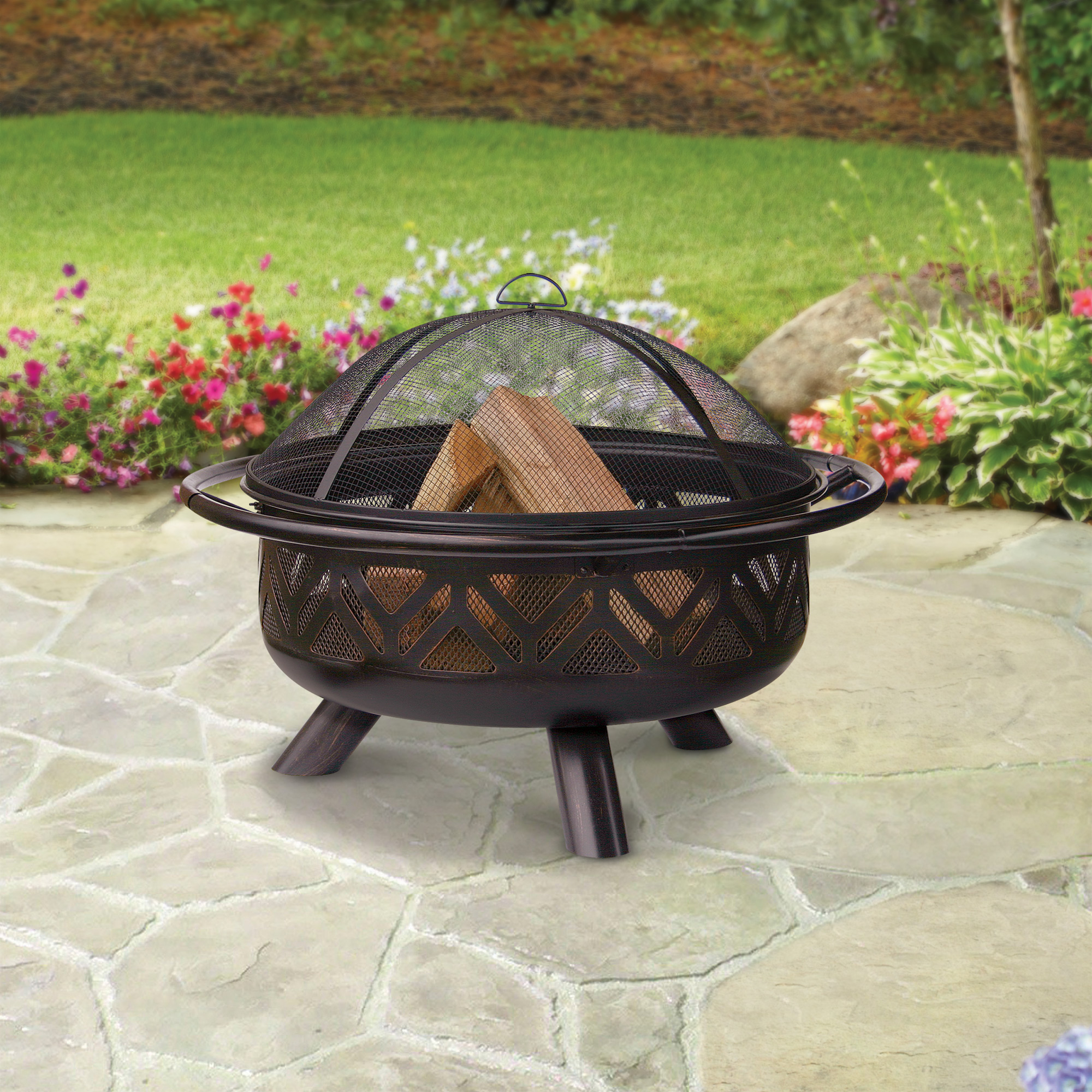 Endless Summer Wood Burning Geometric Outdoor Fire Pit. 36 in.