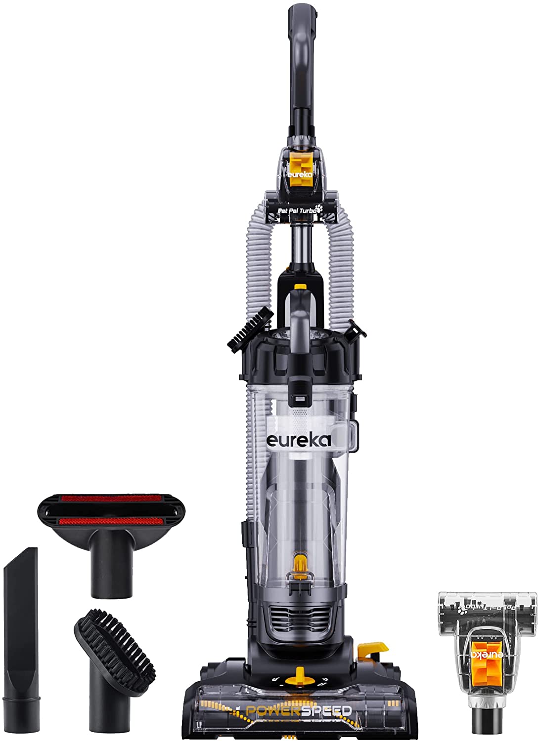 EUREKA PowerSpeed Lightweight Powerful Upright Vacuum Cleaner for Carpet and Hard Floor. Pet Turbo. Black