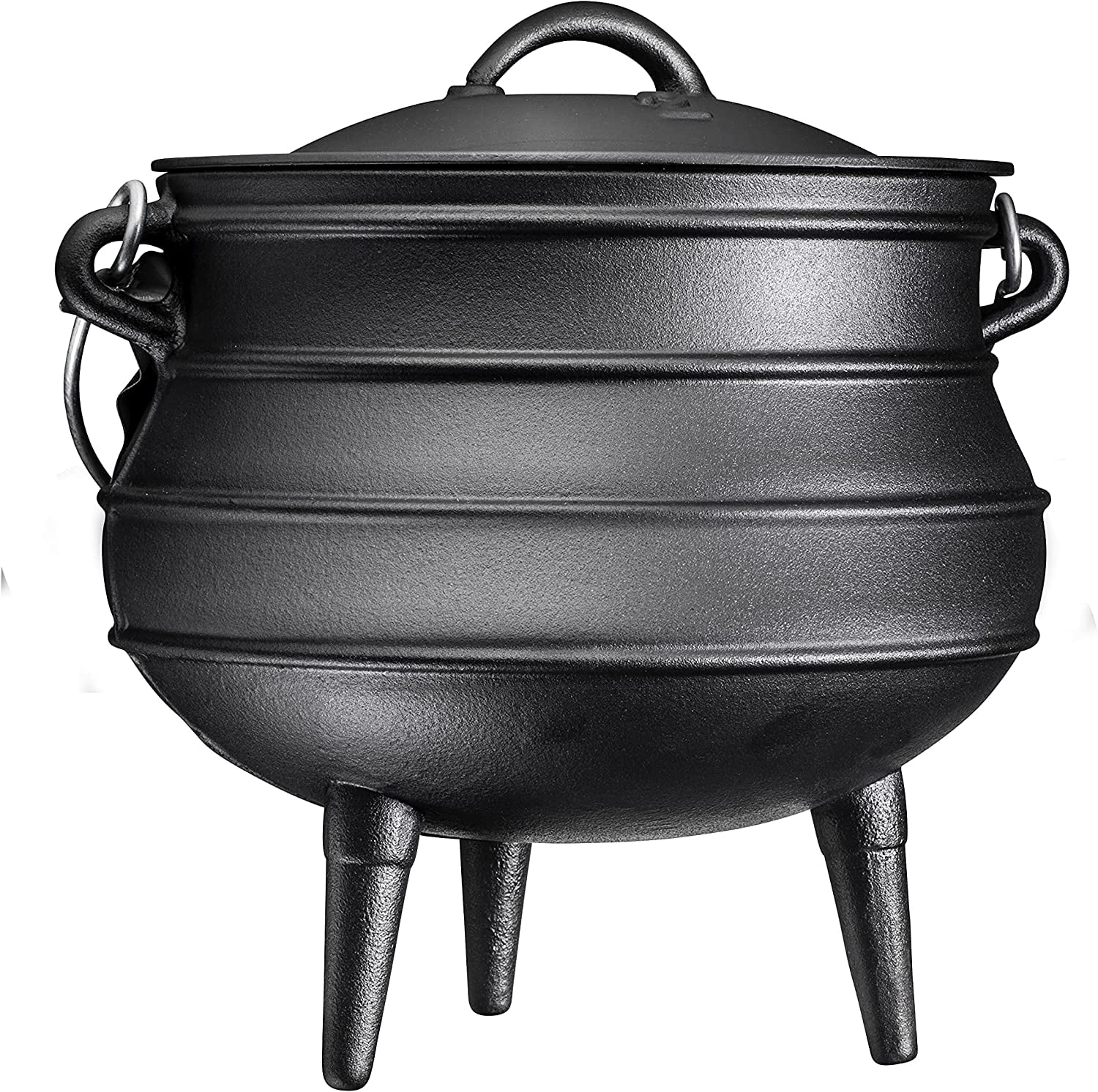 Bruntmor | Cast Iron Pre-Seasoned Potjie African Pot With Lid 10 Quarts Size