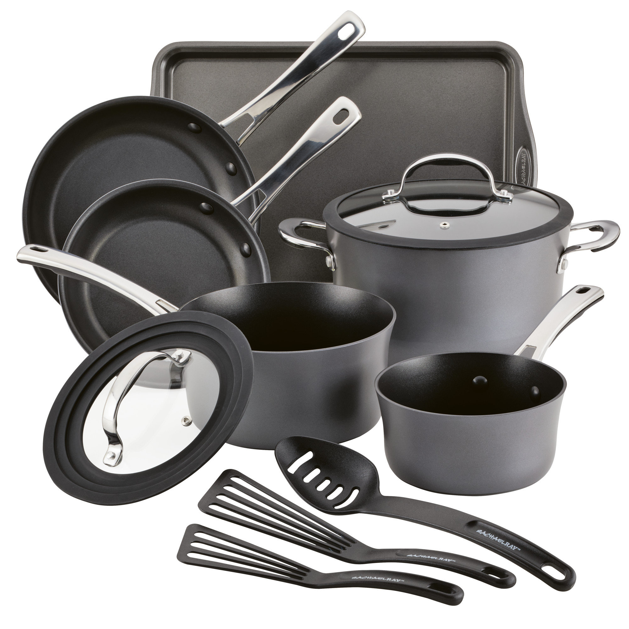 Rachael Ray Cook + Create Hard Anodized Nonstick Cookware Set. 11-Piece
