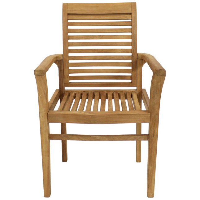 Sunnydaze Decor JVA-353 Brown Wood Frame Stationary Balcony Chair(s) with Slat Seat