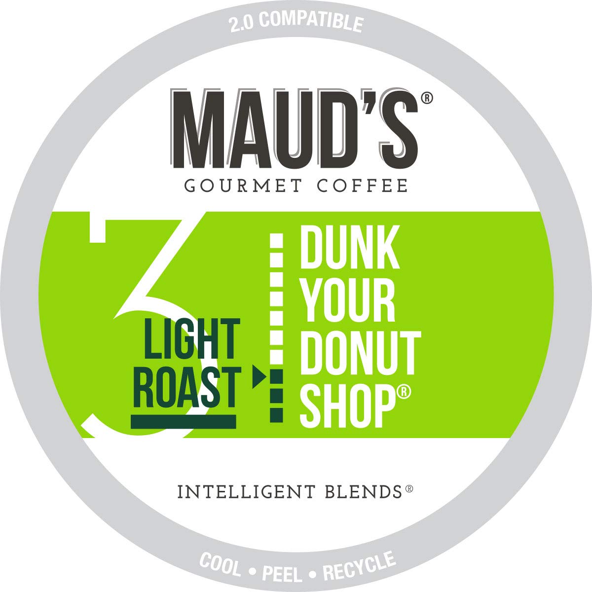Maud-s Donut Shop Coffee (Dunk Your Donut Shop). 100ct. Solar Energy Produced Recyclable Single Serve Light Roast Donut Shop Coffee Pods - 100% Arabica Coffee California Roasted. KCup Compatible