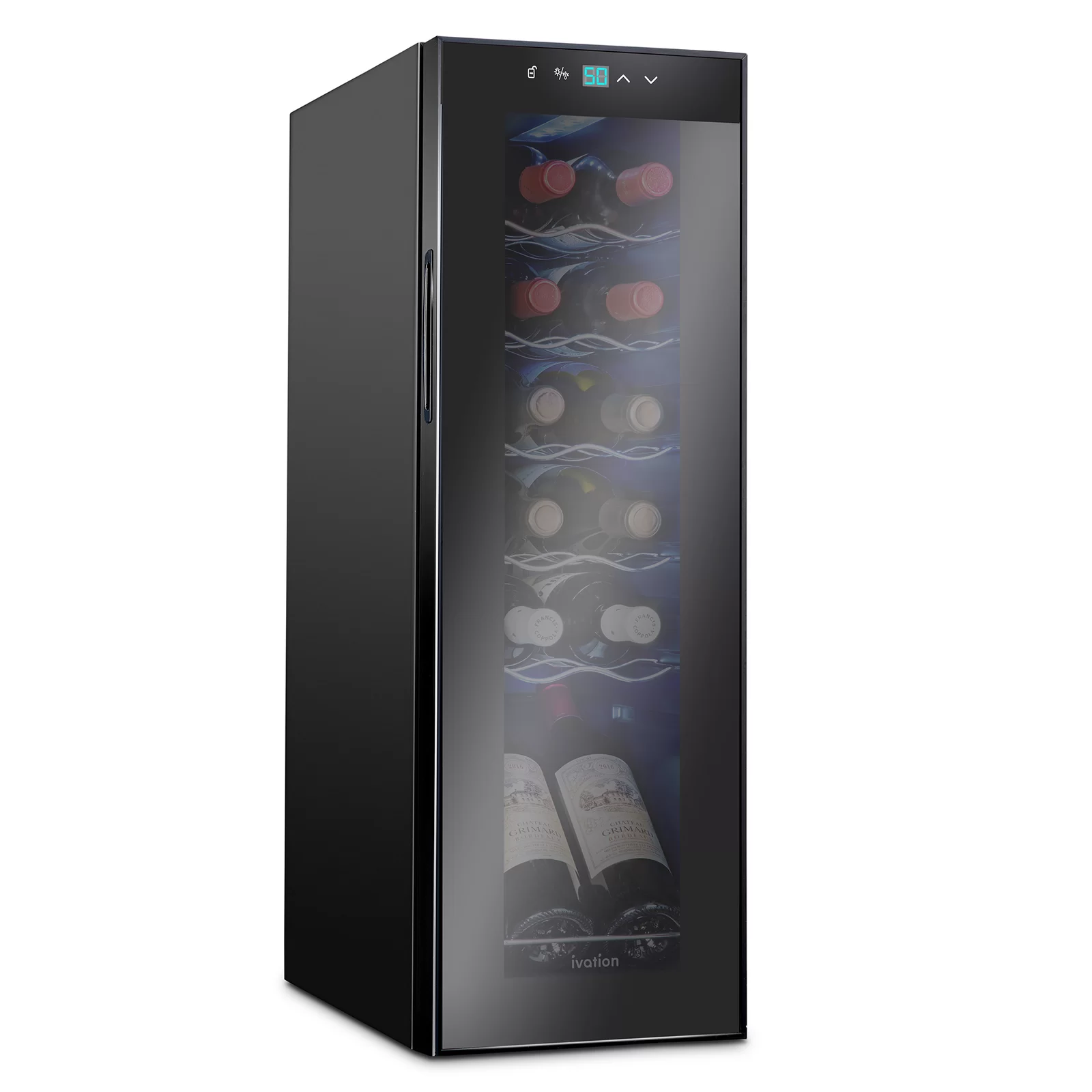 Ivation 9.9” width 12 Bottle Single Zone Freestanding Wine Refrigerator