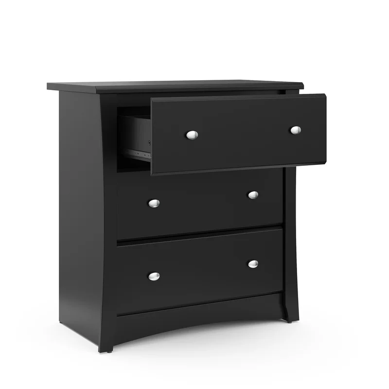 Storkcraft 03663-30B Crescent 3-Drawer Black Chest 33.31 in. H x 31.5 in. W x 16.73 in. D