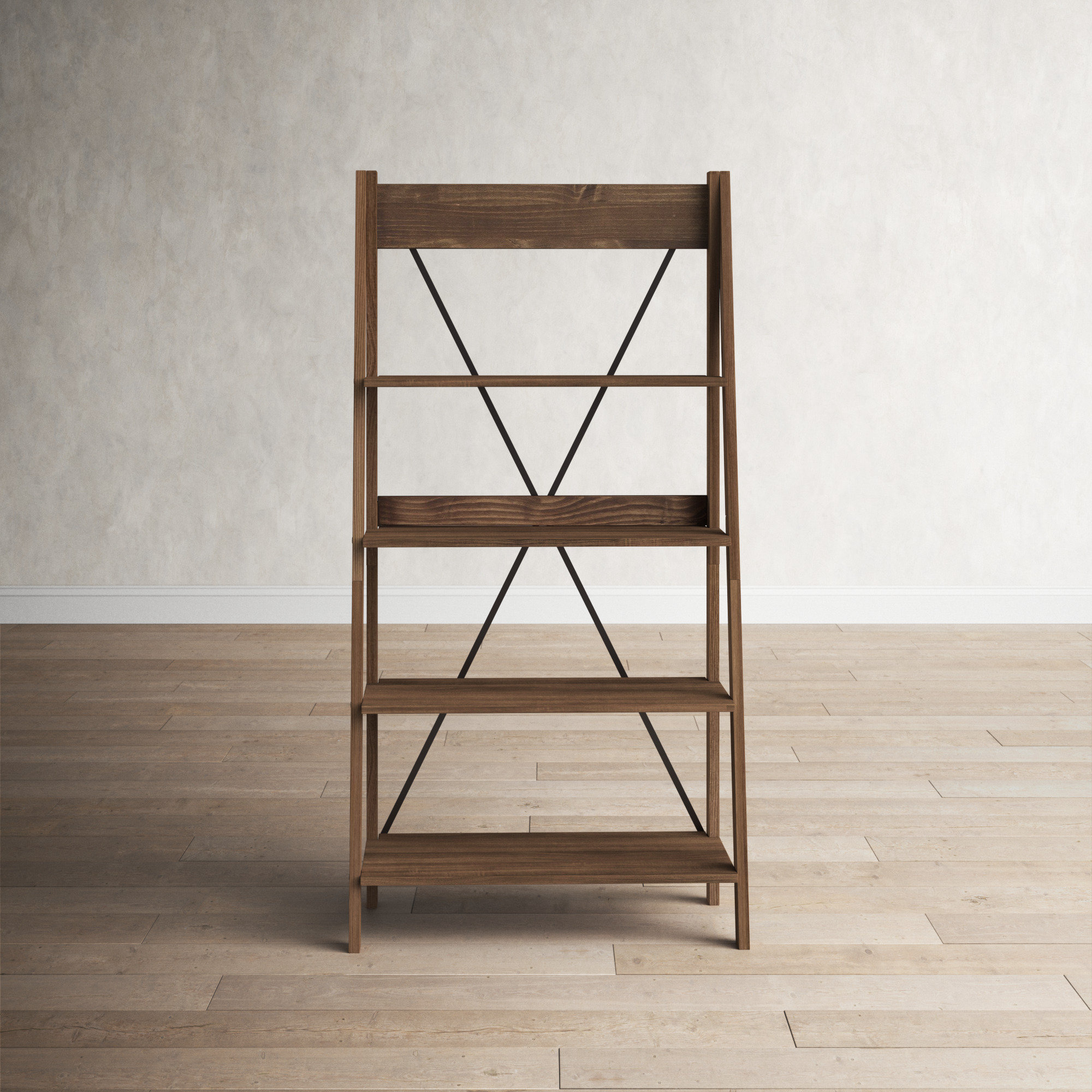 Roanoke 68” H x 31” W Solid Wood Ladder Bookcase
