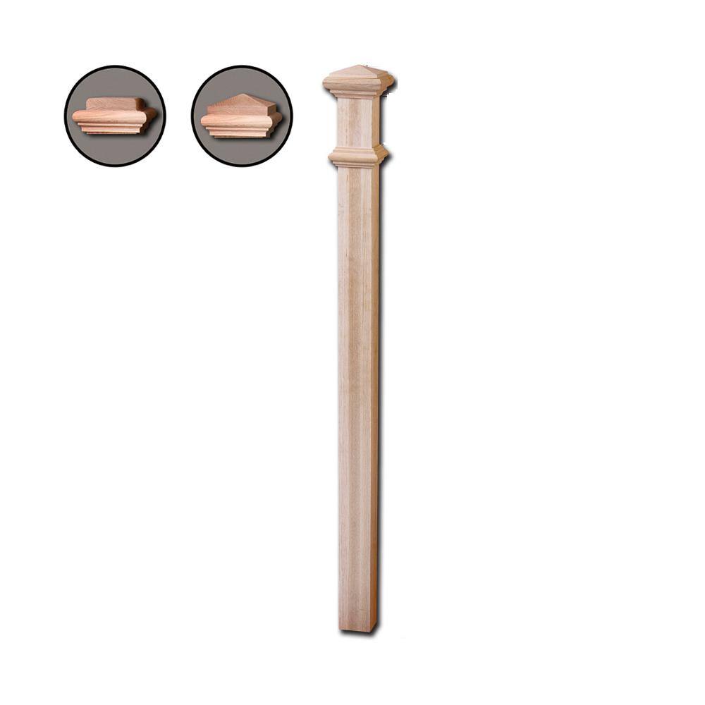 HOUSE OF FORGINGS RO-4191 56 in. x 3-1/4 in. Red Oak Contemporary Style Wood Box Newel Post