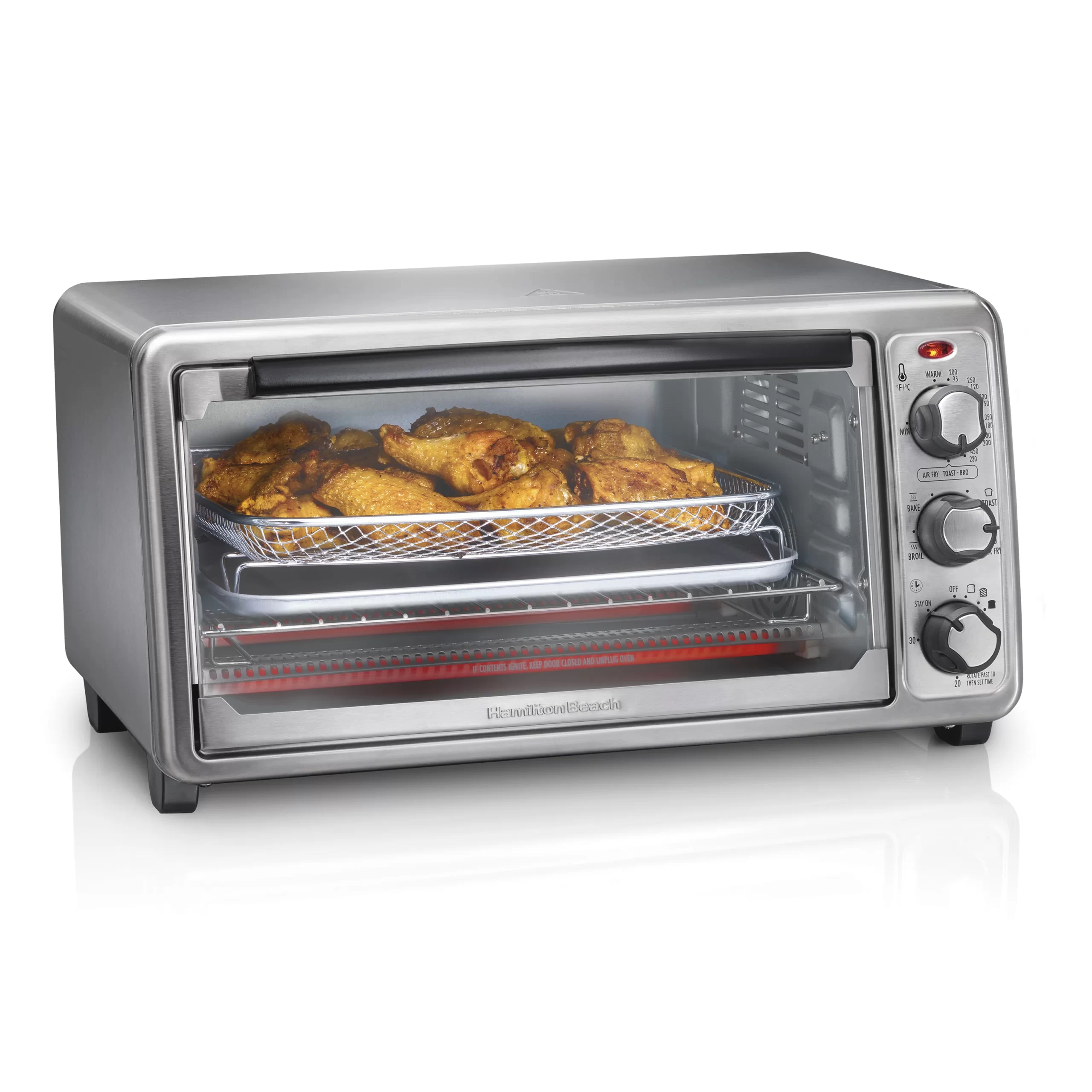 Hamilton Beach 31413 Countertop Toaster Oven. with Bake Pan. 6-Slice Sure Crisp. Stainless Steel