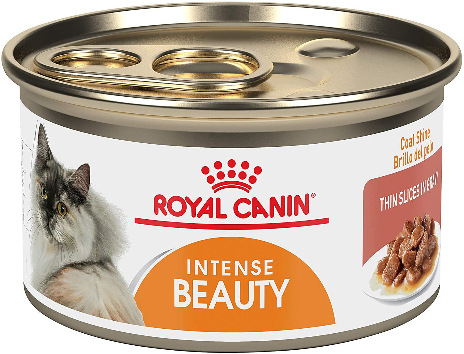 Royal Canin Feline Care Nutrition Intense Beauty Thin Slices in Gravy Canned Cat Food. 3 oz cans 24-count