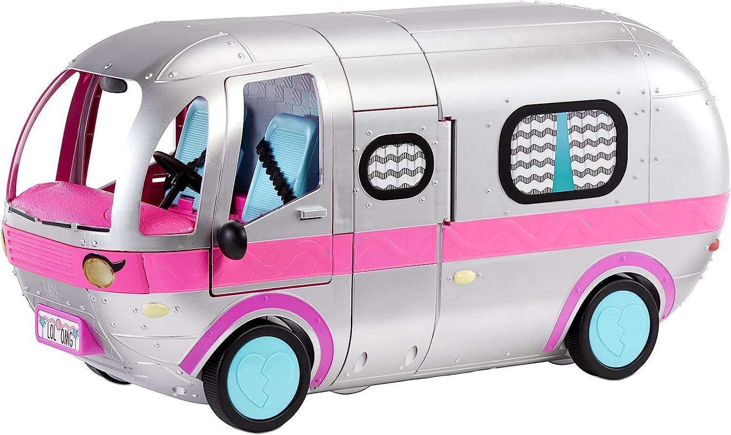 LOL Surprise OMG Glamper Fashion Camper Doll Playset with 55+ Surprises. Fully-Furnished with Light Up Pool. Water Slide. Bunk Beds. Cafe. BBQ Grill. DJ Booth - Gift Toy for Girls Ages 4 5 6 7+ Years