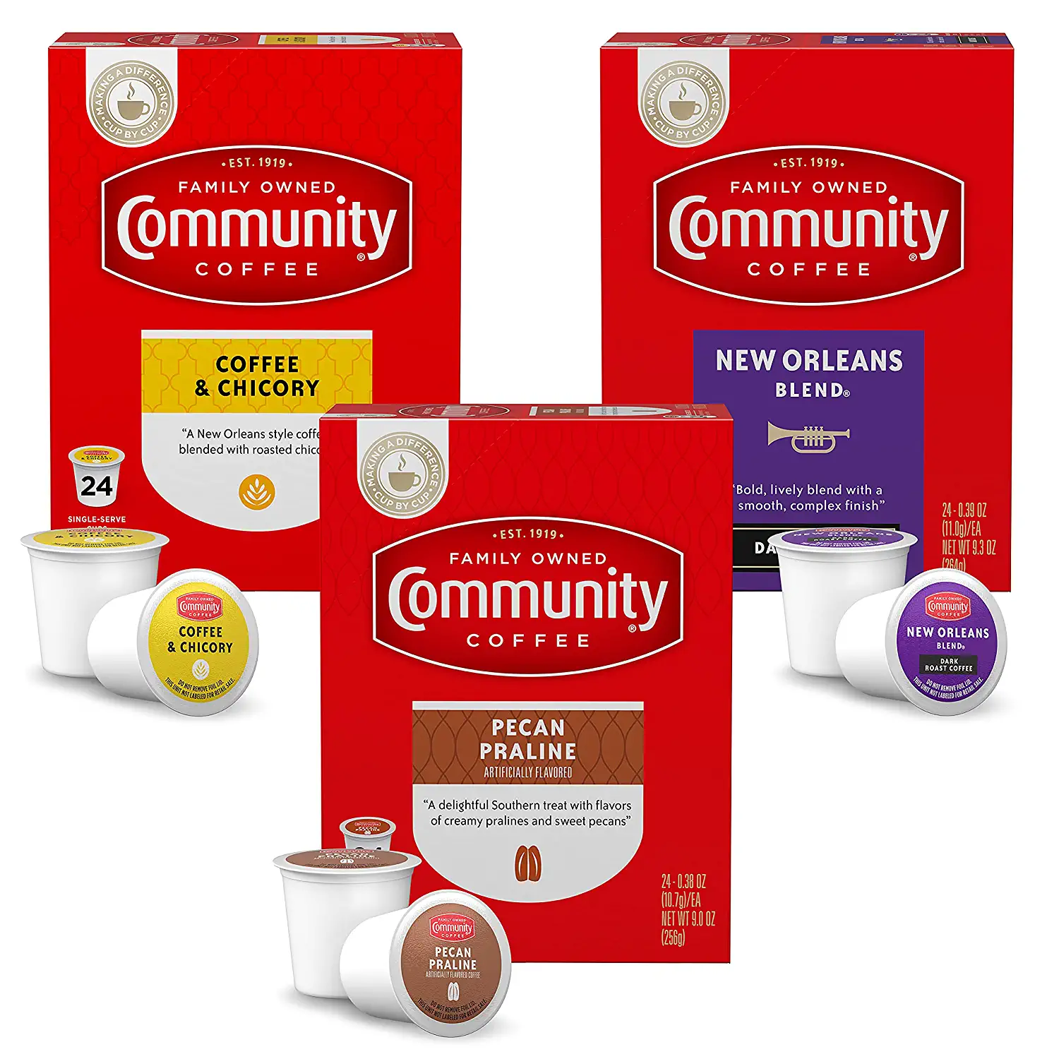 Community Coffee Flavors of New Orleans Variety Pack 72 Count Coffee Pods Medium to Dark Roast. Compatible with Keurig 2.0 K-Cup Brewers. 24 Count (Pack of 3)