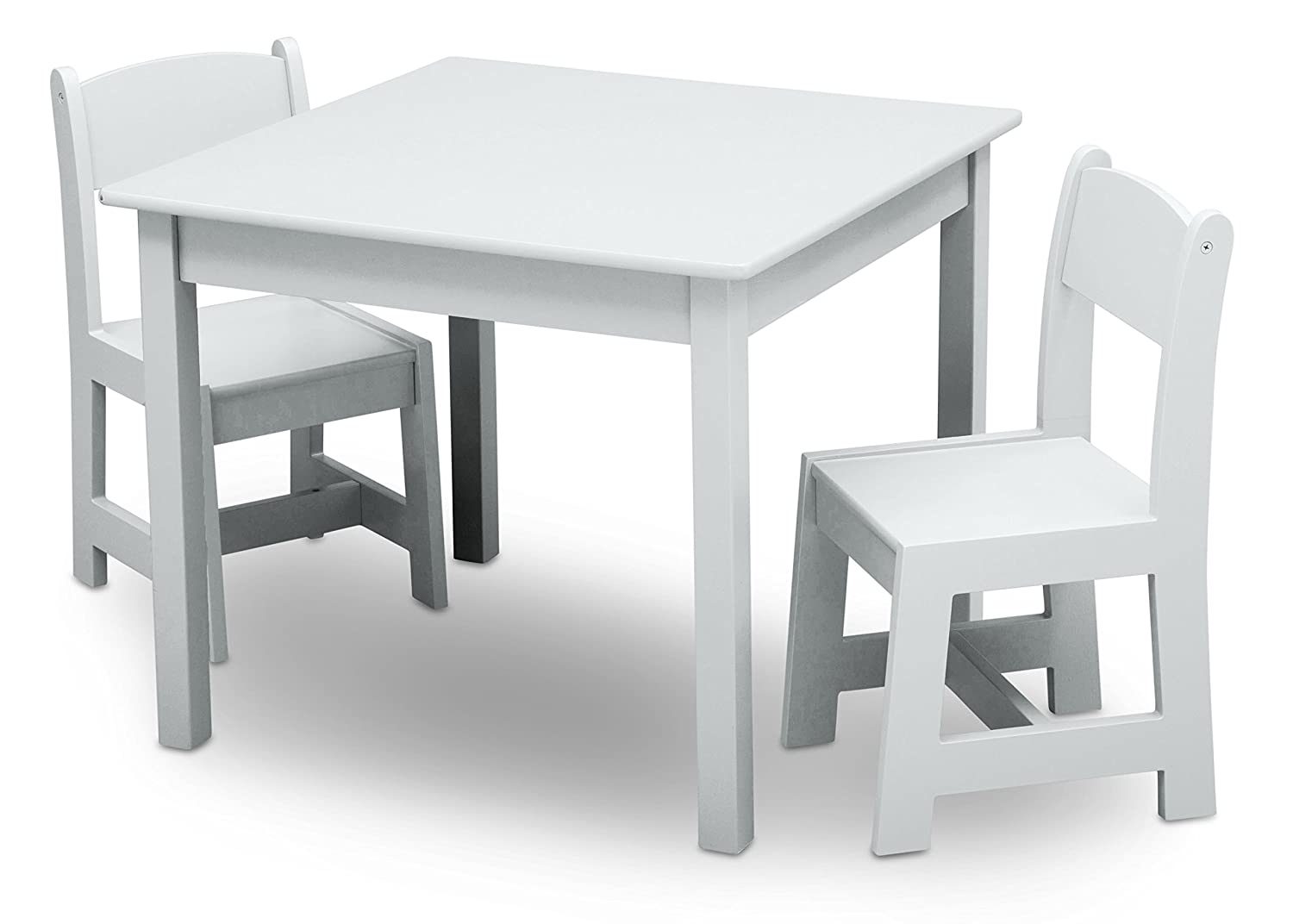 Delta Children MySize Kids Wood Table and Chair Set (2 Chairs Included) - Ideal for Arts & Crafts. Snack Time. & More - Greenguard Gold Certified. Bianca White. 3 Piece Set
