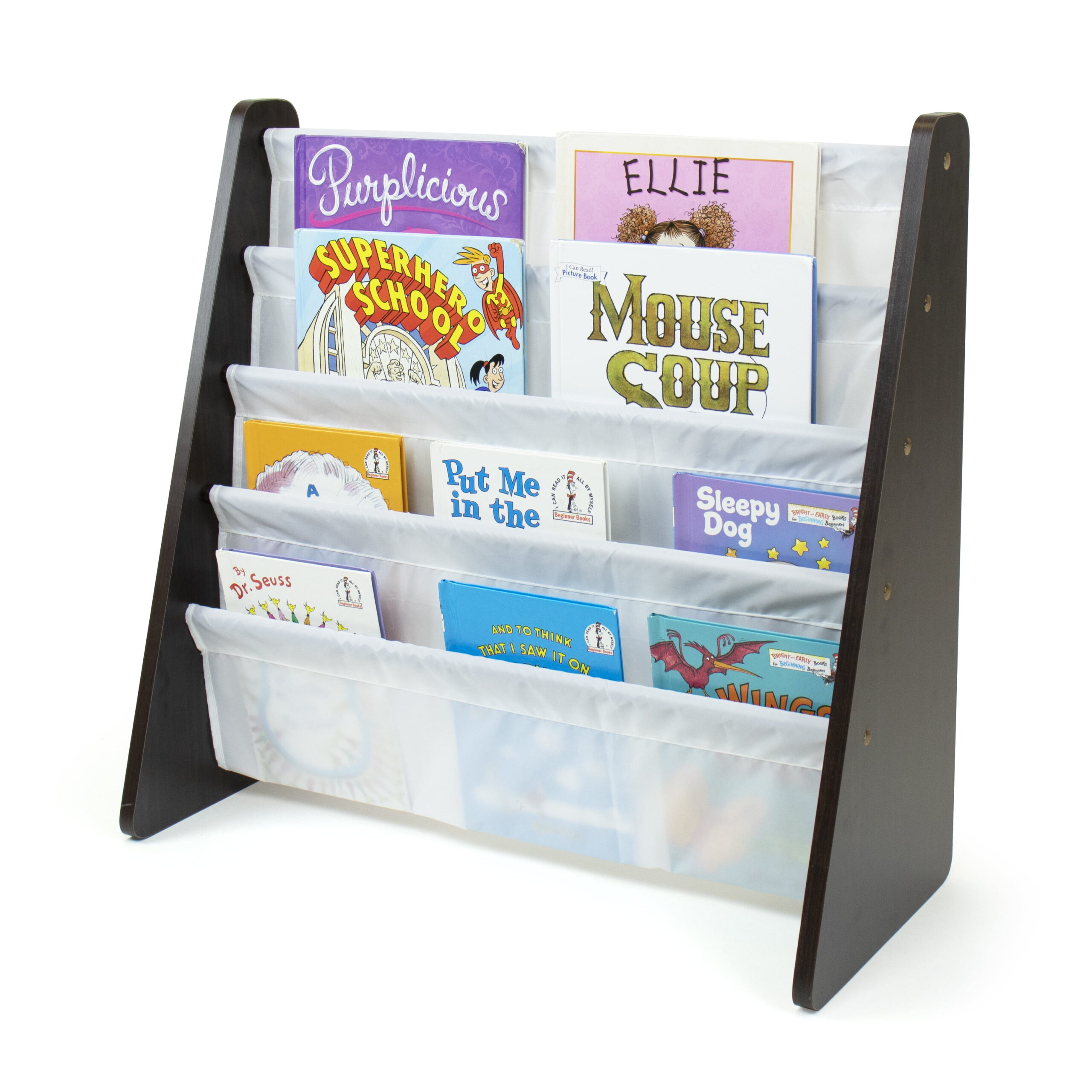 Humble Crew Kids Bookshelf with 4 Shelves Book Organizer. Espresso