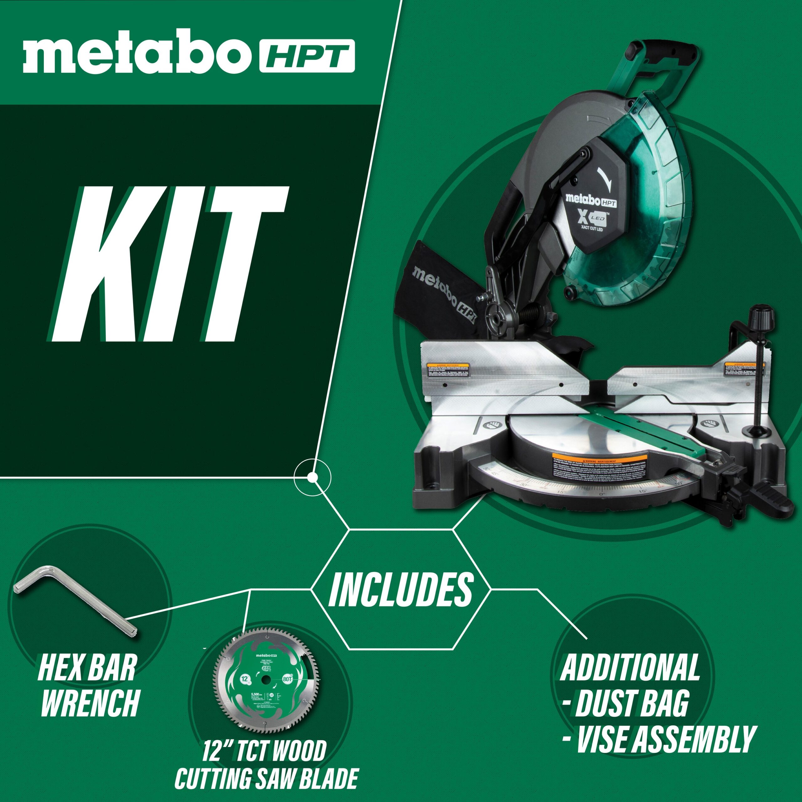 Metabo HPT C12FDHBM 12 Inch Dual Bevel Compound Miter Saw