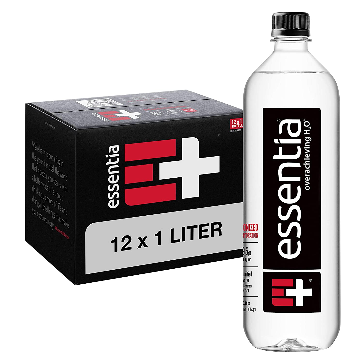 Essentia Bottled Water. 1 Liter. Pack of 12 Bottles; 99.9% Pure