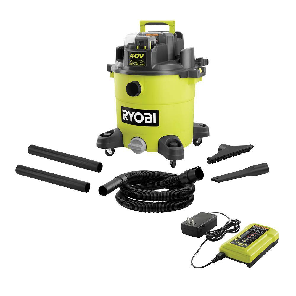 RYOBI RY40WD01K 40V 10 Gal. Cordless Wet/Dry Vacuum Kit with 40V 4.0 Ah Battery and 40V Charger