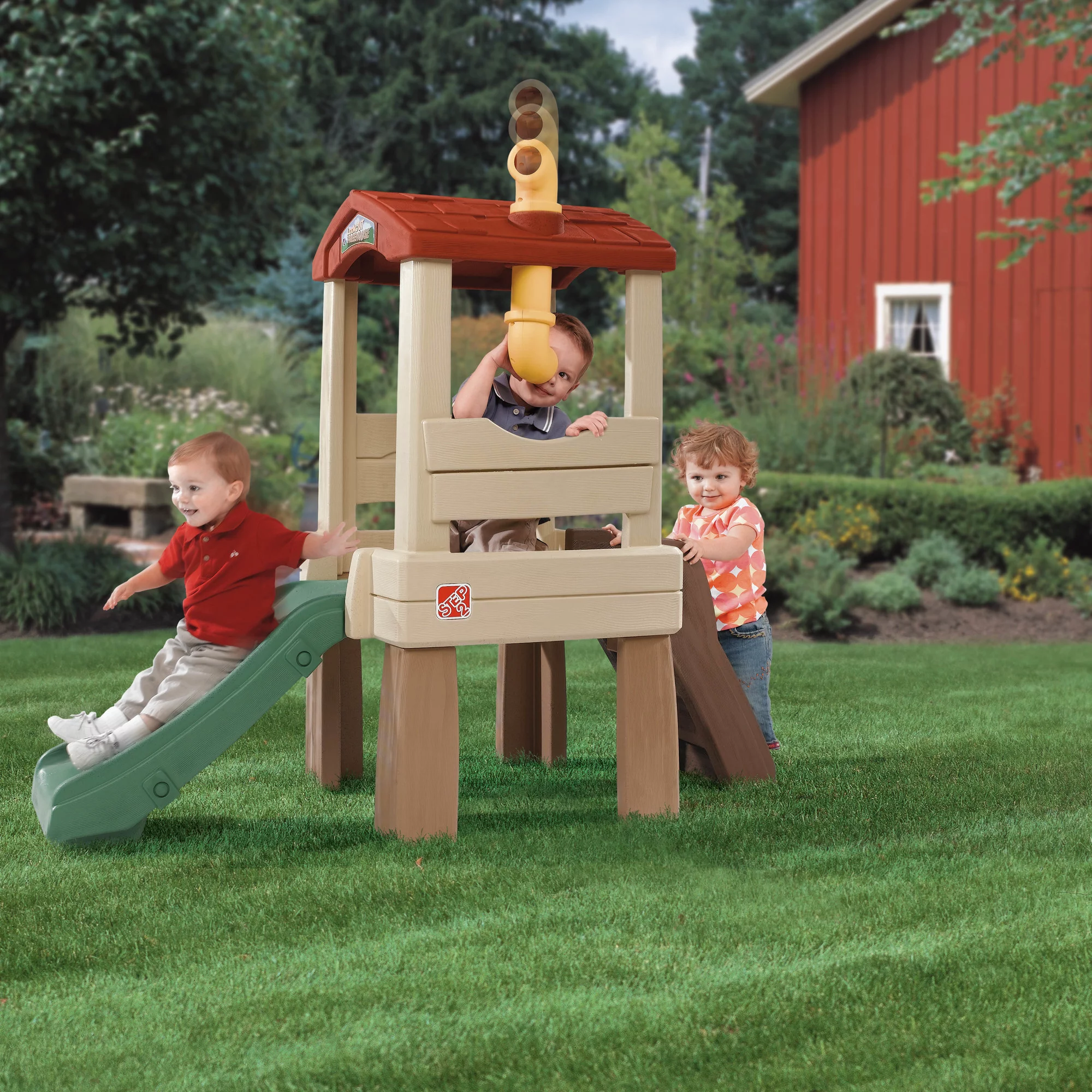 Step2 Lookout Treehouse Outdoor Plastic Toddler Climber and Kids Playset