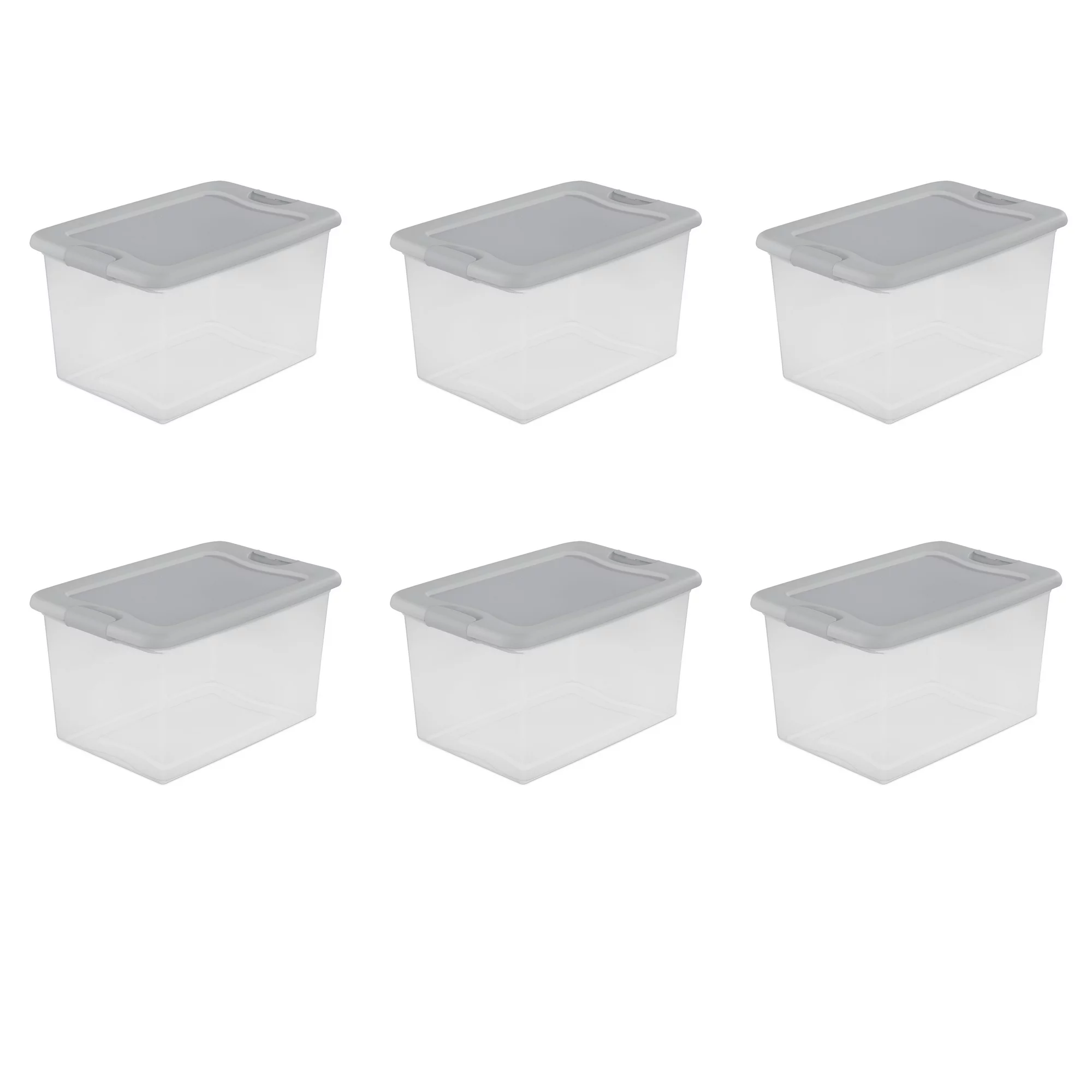 Sterilite 64 Qt. Latching Box Plastic. Silver Tint. Set of 6