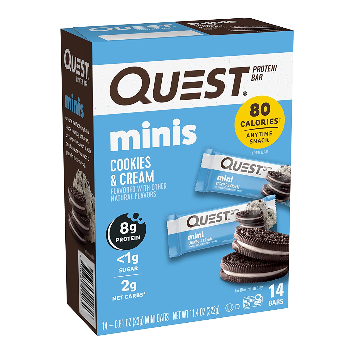 Quest Nutrition Mini Cookies & Cream Protein Bars. High Protein. Low Carb. Keto Friendly. 14 Count