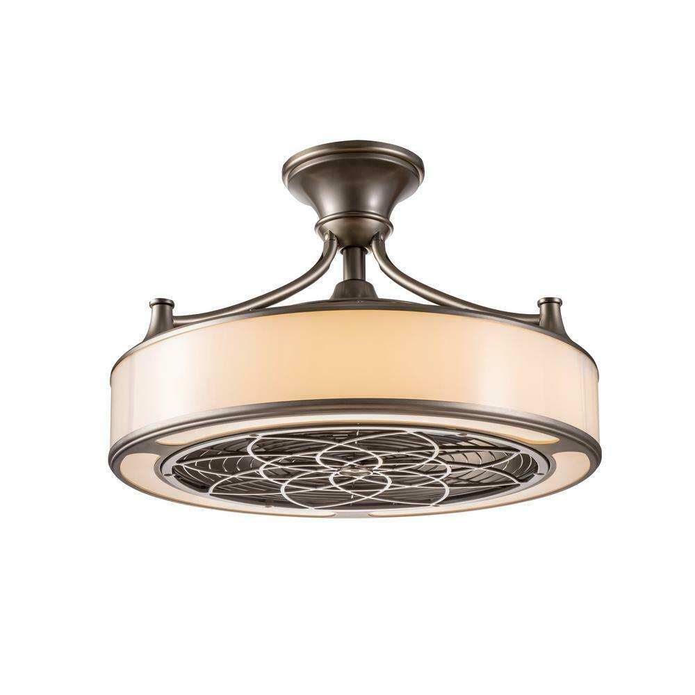 Home Decorators Collection SFL-550L1 Windara 22 in. LED Indoor/Covered Outdoor Brushed Nickel Ceiling Fan with Light Kit and Remote Control