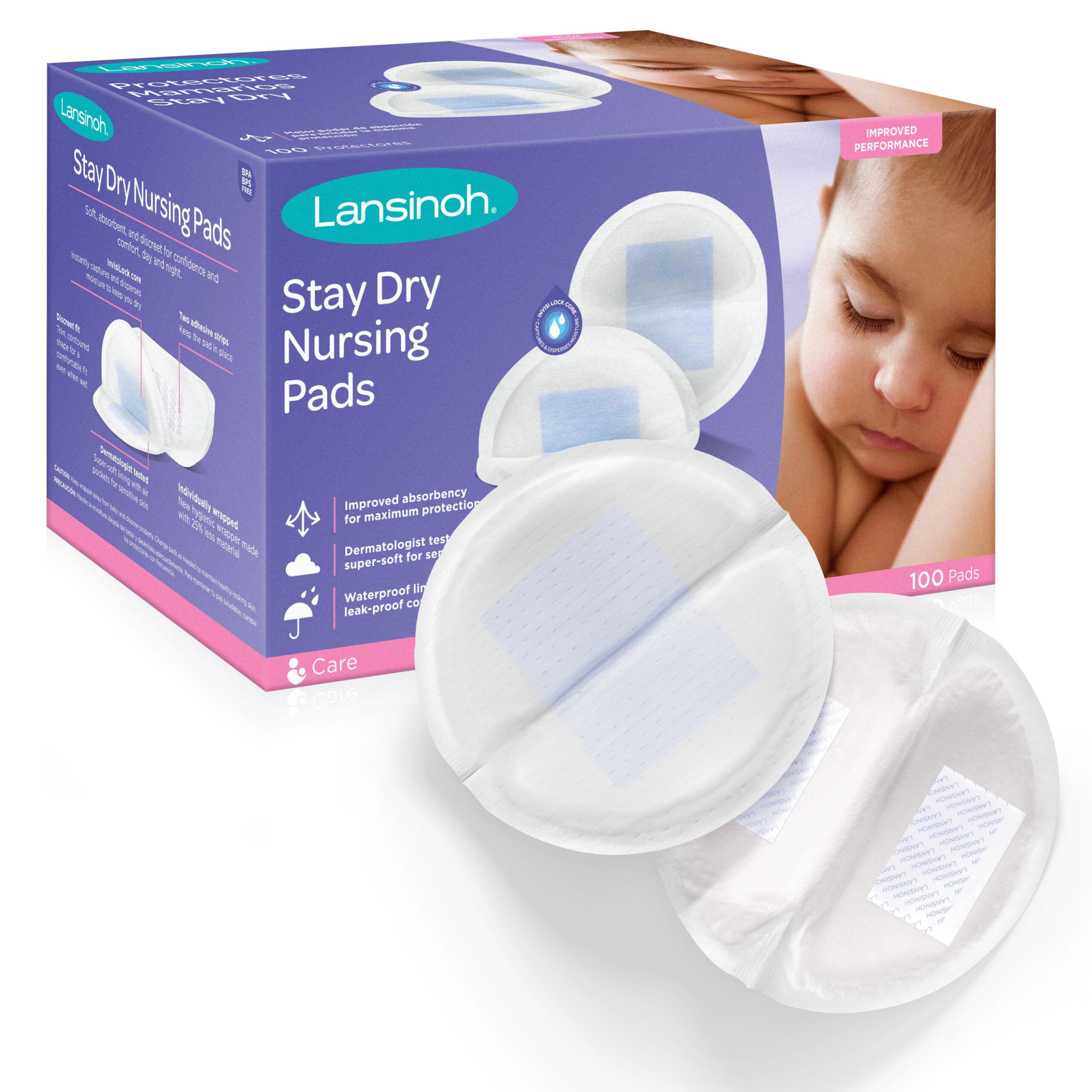 Lansinoh Stay Dry Disposable Nursing Pads for Breastfeeding. 100 Ct