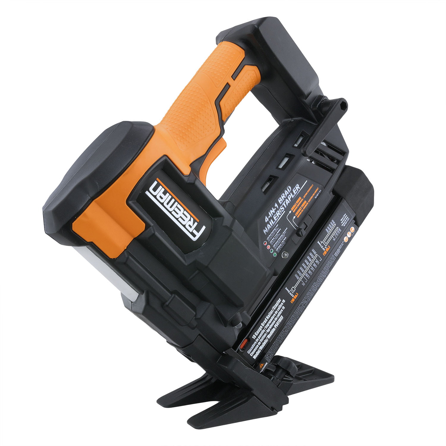 Freeman PE4118GF 20 Volt Cordless 4-in-1 18-Gauge 2″ Flooring Nailer / Stapler Kit with 2 Ah Lithium-Ion Batteries. Charger. Case. and Fasteners (1000 Count)