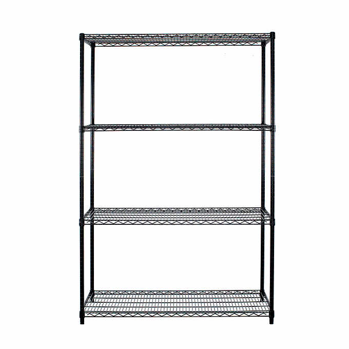 TRINITY 4-Tier Wire Shelving Rack. 48″ x 24″ x 72″ NSF. Black