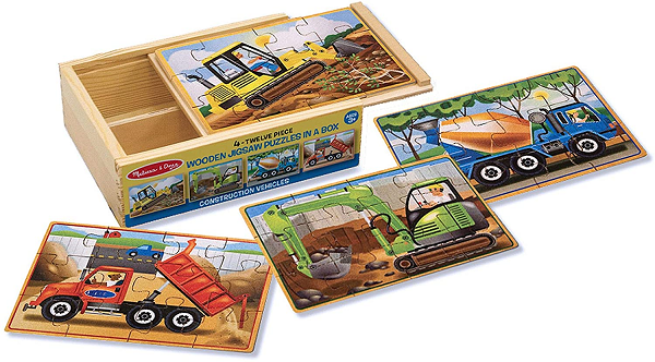 Melissa & Doug Construction Vehicles 4-in-1 Wooden Jigsaw Puzzles (48 pcs)