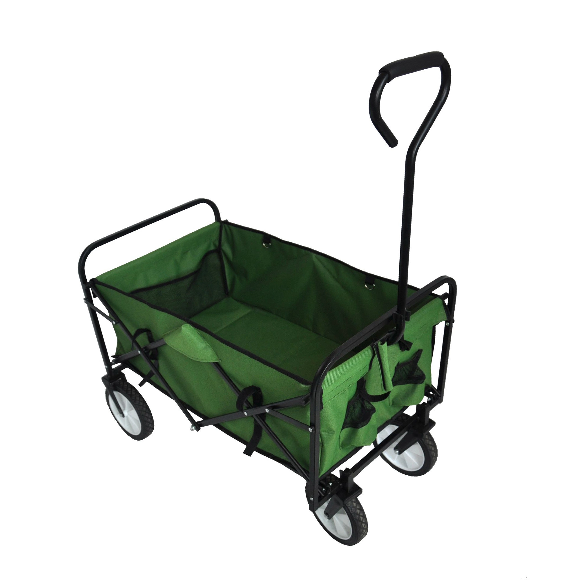 Folding Wagon Garden Shopping Beach Cart (Green) 24.8″