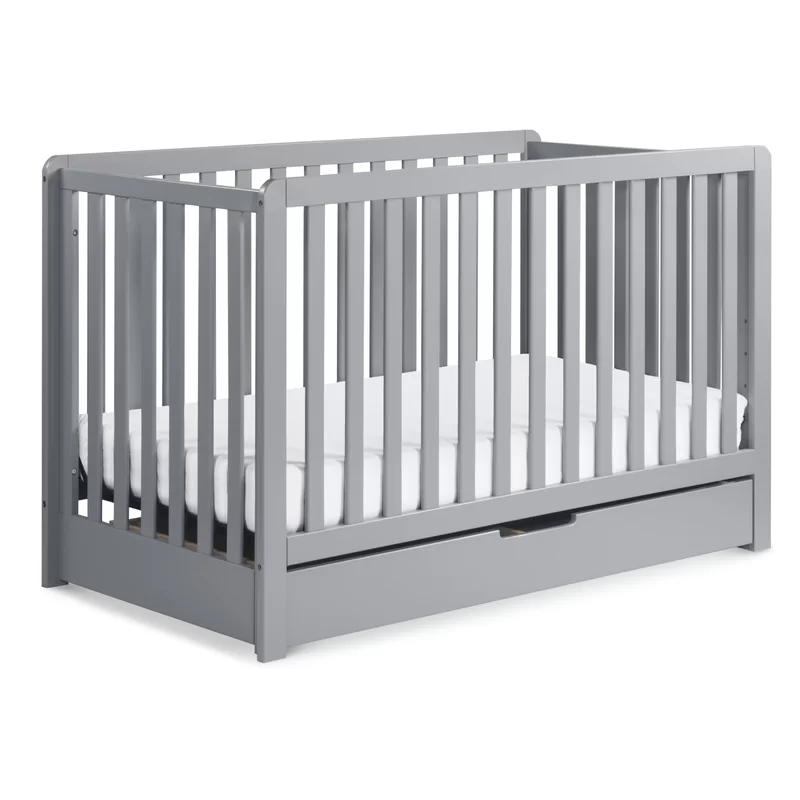 Carter-s by DaVinci Colby 4-in-1 Convertible Crib with Trundle Drawer in Grey. Greenguard Gold Certified. Undercrib Storage